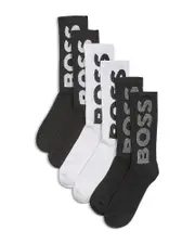 Boss Ribbed Crew Socks, Pack of 3