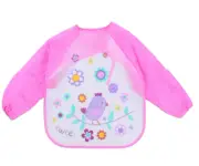 Waterproof Feeding Art Apron Bib Smock Boys Girls Baby Toddler Kids Long Sleeve