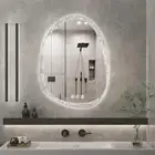 Irregular Glass Wall Bathroom Mirror with Backlit LED Vanity Mirror Anti-fog HD