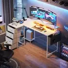 L-Shaped Gaming Desk 160cm LED Lights Study Writing Workstation w/ Drawer White