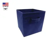 Blue Fabric Drawer Foldable Cube Style Storage Bin 10.5"W x 11"H x 10.5"D