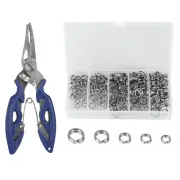 200Pcs Stainless 5 Size Fishing Split Rings Lures Tackle Set With Pliers G