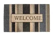 , Vinyl-Backed Natural Coir Doormat, Entry Mat for Indoor or Welcome Gray