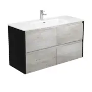 Fienza Jolie Amato 1200 Bathroom Wall Hung Vanity Satin Black Panels JOL120BXB