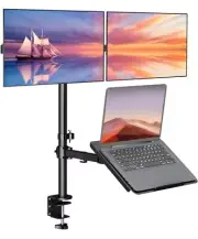 WALI Dual Monitor Stand, Laptop and Monitor Stand for 2 Screen 1 Laptop...
