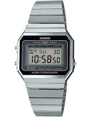 Casio Silver Vtage Digital Watch With Stainless Band A700W 1A