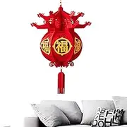 Chinese New Year Lanterns - Joyful Festive Atmosphere Gold Chinese New Year | Craftsmanship Brings Visual Good Luck Fabric Decor | Chinese Red Paper Lanterns Gatherings and Holidays