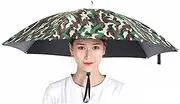 2 pcs Umbrella Hat Rainbow Umbrella Hat with Elastic Band Adjustable Fishing Head Umbrella for Adults Outdoor Activities- B Camouflage||77cm