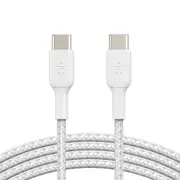 Belkin 1M Braided USB-C to USB-C Data/Charging Cable for Smartphones White