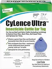 Elanco CyLence Ultra Insecticide Cattle Ear Tags | Fly & Tick Pest Control Ear Tags | 20 Cattle Ear Tags