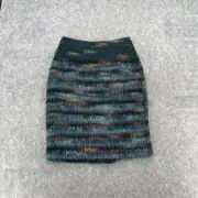 Anthropologie Maeve Womens Peacock Feathered Wool Pencil Skirt Size 0 NEW