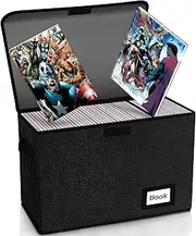 YNSZAS Comic Book Storage 15.8" X 7.8" X 11.8", Collapsible Comic Short Box, Holds 160-180 Comic Book, Heavy Duty Bin Container Holder Shelf (Black)
