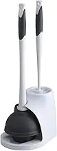Clorox Toilet Bowl Brush & Plunger Combo Set with Storage Caddy - Toilet Plunger for Bathroom, Bathroom Organizers & Storage, Bathroom Accessories, Toilet Unclogger, Long Handled Toilet Brush