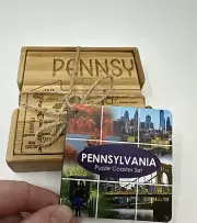 NWT Totally Bamboo Pennsylvania State Puzzle Coaster Set of 4