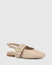 Apryl Pale Porcelain Leather Slingback