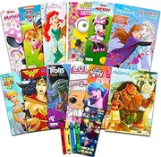 [Beach Kids] 12 Coloring Books for Girls Ages 4-8 - 12 Assorted Coloring Pages for Kids Featuring Toy Story, Minions, Trolls, Despicable Me Coloring Books, Stickers, More (No Duplicates)