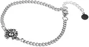 [FEATUR] Ladies Jewellery Gift,Silver Bracelets for Womens,Charm Bracelet, S925 Thai Silver Chrysanthemum Bracelet for Girls Vintage Style Symmetrical Chain Sunflower Ornament Jewelry Thai Silver, 17+3cm