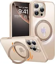 TORRAS 360°Rotatable Magnetic Ring for iPhone 16 Pro Max Case, Fit for MagSafe with Stand & Ring Holder, 16FT Military Grade Shockproof Translucent Back for iPhone 16 Pro Max, Desert Titanium