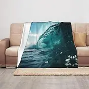 YANYU Ocean Green Wave Surf Print Blanket Gifts Versatile 50 X40 in Throw Blanket Cozy Lightweight Blanket for Sofa