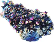YOSADIER 1pc Electroplated Colorful Crystal Cluster Amethyst Ornament for Home and Office Decor Unique Natural Crystal Desktop Adornment Approx Random Style