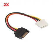 2PC SATA 15-PIN Male Power For Molex IDE 4-PIN Female Drive Adapter Cable