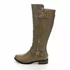 Forever Mango-21 Taupe Winkle Back Shaft Side Zip Flat Riding Boots