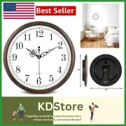 Classic 12-Inch Brown Wall Clock - Battery Operated Quartz with Silent Movement