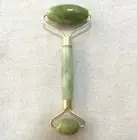Double Head Green Jade Roller Elliptical Massager Eye Face Neck Facial Slimming
