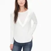 NWT Splendid Women's Sylvie Jersey Feather Rib Ruffle Top White Size XS-XL $88