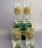 Vintage Mikasa ~ Holiday Season ~ Tumbler/Highball Bev Glass ~ Set of 4 ~ New