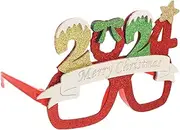 [Beatifufu] Christmas Glasses Frame Party Eyeglasses Prop Ornaments Christmas Party Decoration Glitter Holiday Eyeglass Xmas Glasses Prop Party Glasses Home Décor Products Trendy Felt Cloth