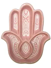 CELESTIAL Collection Dusty Rose Pink Ceramic HAMSA HAND Tray Decorative Plate