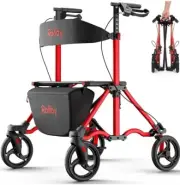 Rollator Walkers for Seniors with Seat, Aluminum Ultra-Compact Travel Rolling...