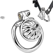 SAHOOSAFETY Breathable Penis Cage Stainless Steel SM Chastity Cage Men With Urethral Dilator Penis Bondage With Fixed Auxiliary Strap For Bondage for Men(45mm)