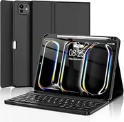 D DINGRICH Keyboard Case for iPad Pro 11-inch (M4) 2024, Smart Folio Cover with Pencil Holder, Rechargeable, Magnetic Wireless Keyboard for iPad Pro 11”, Only Compatible with Model A2836/A2837/A3006