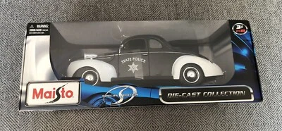 Maisto 1939 Ford Deluxe Coupe State Police Special Edition 1:18 Die Cast New