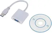 USB3.0 Male to VGA Female Adapter Cable Video Display External Graphic Card for Windows 7/8/10 - White
