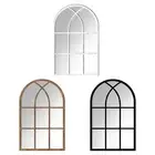 Arch Window Mirror Decorative Wall Mirror with Bottom Grid Vanity Wall Mirror