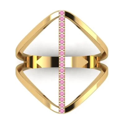 0.1Ct Round Cut Pink Gemstone Gold Statement Engagement Promise Bridal Ring