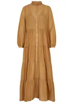 Bird & Knoll James Tiered Cotton-blend Maxi Dress - Caramel - M M