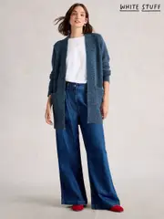 White Stuff Blue Erin Long Line Cardigan (W81608) | $150