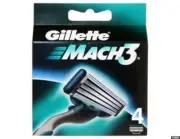 Gillette Mach3 Pack Of 4 Cartridges Shaving Blades For Razor New Mach