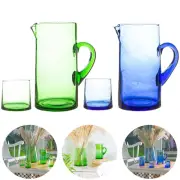 7pc Recycled Glassware Set 6 Drinking Glasses Tumblers 1 Water Jug Juice Pitcher