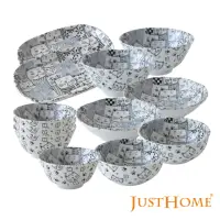 在飛比找momo購物網優惠-【Just Home】日本製滿版貓咪世界陶瓷碗盤餐具12件組