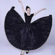 Unbrand Flamenco Dance Practice Long Big Swing Skirt Black 180degree(narrow)