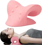 Neck and Shoulder Relaxer, Cervical Traction Device for TMJ Pain Relief and Cervical Spine Alignment, Neck Stretcher (Pink)
