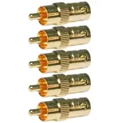 5 Pcs RCA Male to BNC Female Coax Coaxial Connector Adapter Gold CCTV Camera