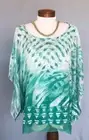 LAYERED TUNIC TOP XL Lovely Featherlight Teal Shades Bit of Bling NEW NWT Blouse