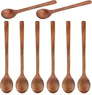 8pcs Small Wooden Spoons, 6.7 Inch Smooth Honey Spoon Mini Wood Teaspoon Dessert Table Spoons Sets for Cooking Serving Eating Stirring Coffee Tea Honey Sugar Soup Jar Condiment Kitchen Utensils