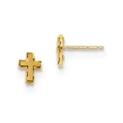 14k 14kt Yellow Gold Madi K Satin & Polished Diamond-cut Cross Post Earrings